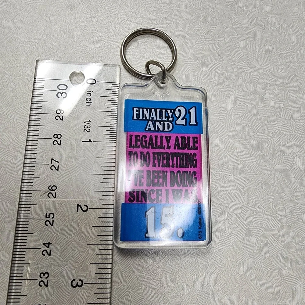 Vintage Keychain Lot Of 2 Novelty Spencer's Keychains 90's 21 Legal Bottle Opene